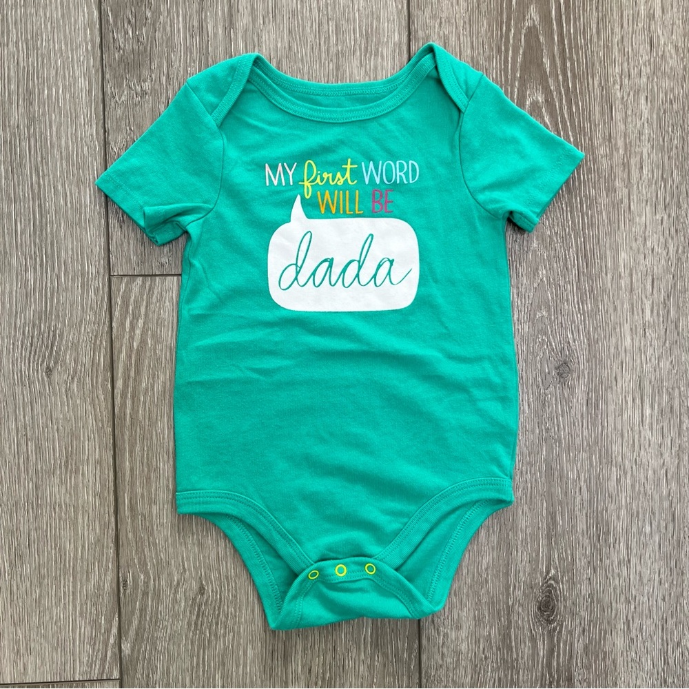 CAT AND JACK SHORT SLEEVE BODYSUIT DADA GREEN 12MO